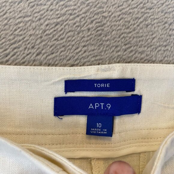 APT 9 Women's Torie Shorts Size 10 Beige Linen Blend Casual Summer Cuffed Pocket - Picture 5 of 9
